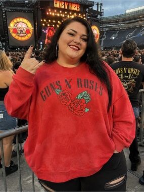 Guns N Roses Oversized 4X Red Graphic Sweatshirt Band Tee Grunge Rock
